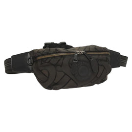 BURBERRY Waist Bag Canvas Gray Silver Auth bs26111