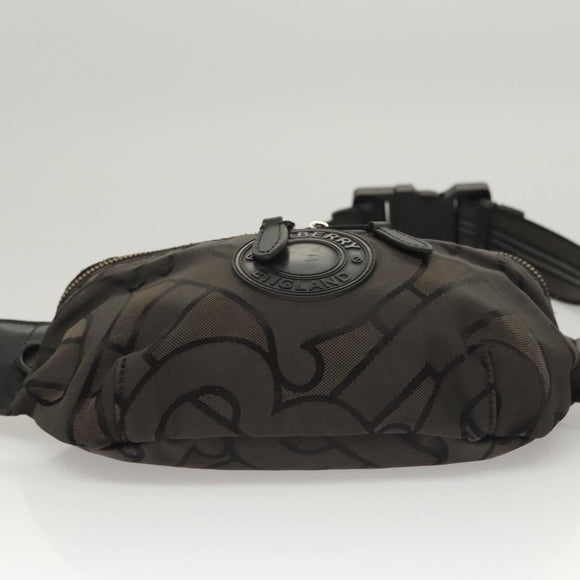 BURBERRY Waist Bag Canvas Gray Silver Auth bs26111
