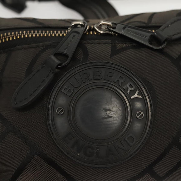 BURBERRY Waist Bag Canvas Gray Silver Auth bs26111