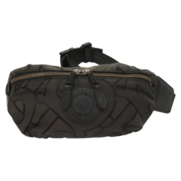 BURBERRY Waist Bag Canvas Gray Silver Auth bs26111