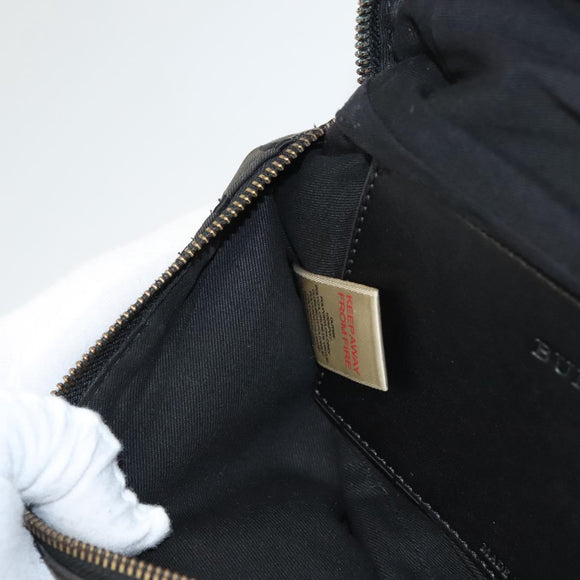 BURBERRY Waist Bag Canvas Gray Silver Auth bs26111
