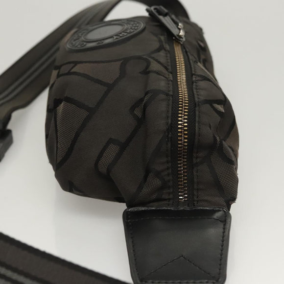 BURBERRY Waist Bag Canvas Gray Silver Auth bs26111