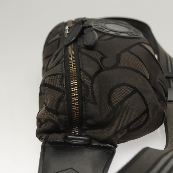 BURBERRY Waist Bag Canvas Gray Silver Auth bs26111