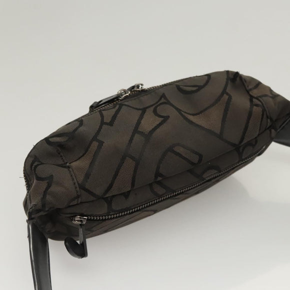 BURBERRY Waist Bag Canvas Gray Silver Auth bs26111