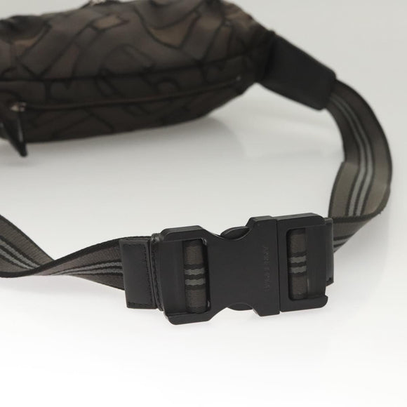 BURBERRY Waist Bag Canvas Gray Silver Auth bs26111
