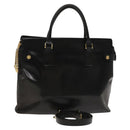 VERSACE Hand Bag Leather Black Gold Auth bs26123-1