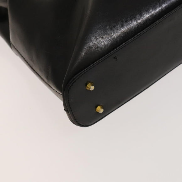 VERSACE Hand Bag Leather Black Gold Auth bs26123