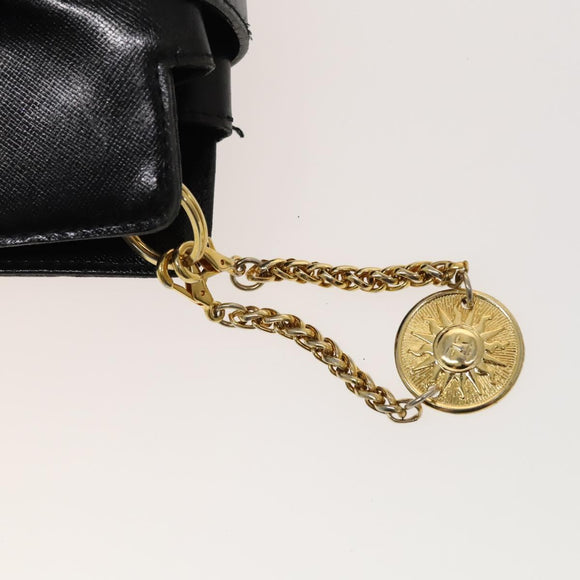 VERSACE Hand Bag Leather Black Gold Auth bs26123