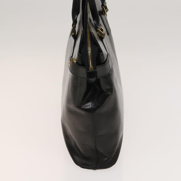 VERSACE Hand Bag Leather Black Gold Auth bs26123