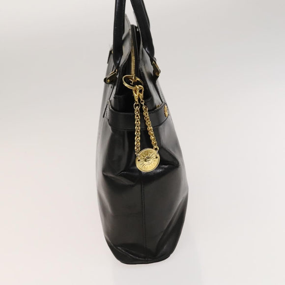 VERSACE Hand Bag Leather Black Gold Auth bs26123