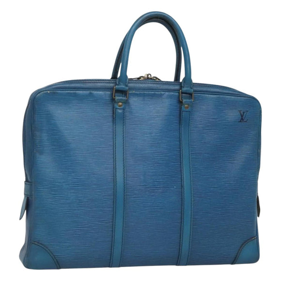 LOUIS VUITTON Epi Porte Documents Voyage Business Bag Blue M54475 Auth bs26141