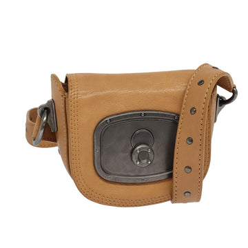 CELINE Shoulder Bag Leather Beige Auth bs26145