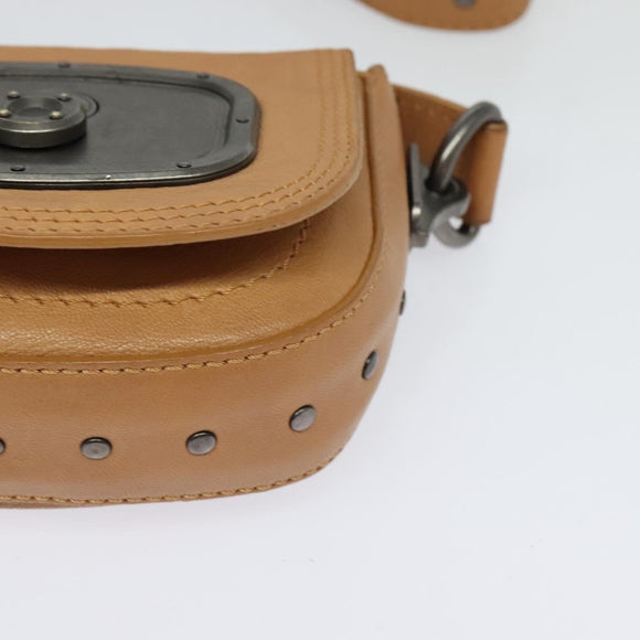 CELINE Shoulder Bag Leather Beige Auth bs26145