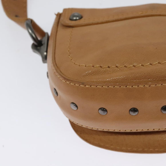 CELINE Shoulder Bag Leather Beige Auth bs26145