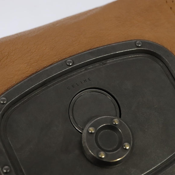 CELINE Shoulder Bag Leather Beige Auth bs26145