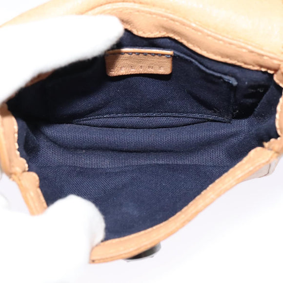 CELINE Shoulder Bag Leather Beige Auth bs26145