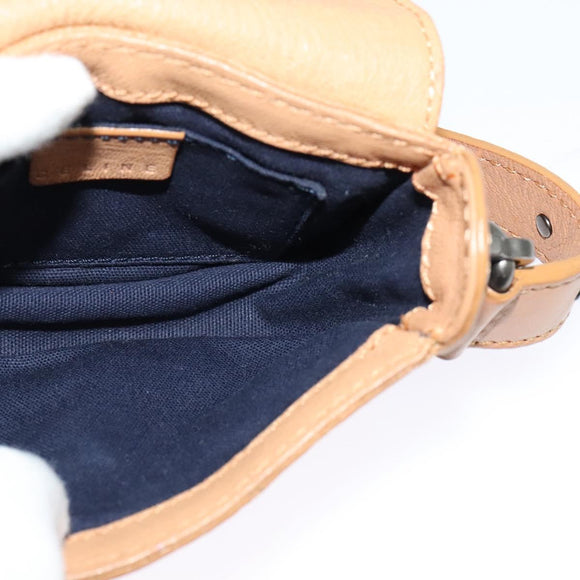 CELINE Shoulder Bag Leather Beige Auth bs26145