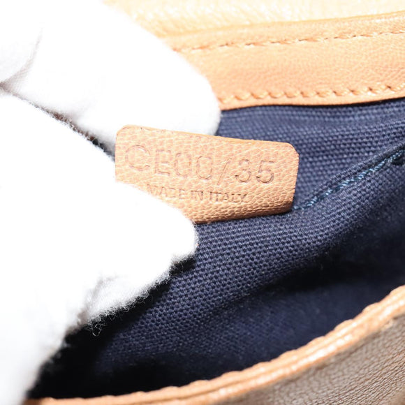 CELINE Shoulder Bag Leather Beige Auth bs26145