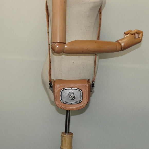 CELINE Shoulder Bag Leather Beige Auth bs26145