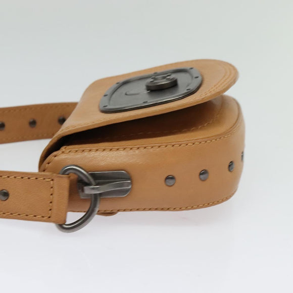 CELINE Shoulder Bag Leather Beige Auth bs26145