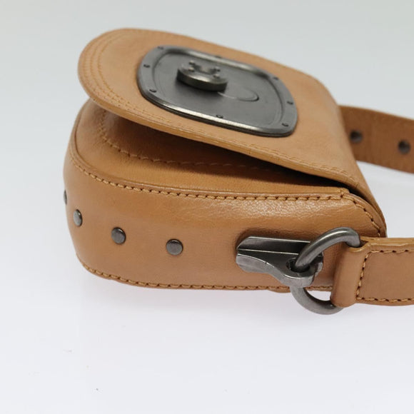 CELINE Shoulder Bag Leather Beige Auth bs26145