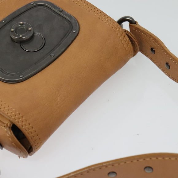 CELINE Shoulder Bag Leather Beige Auth bs26145