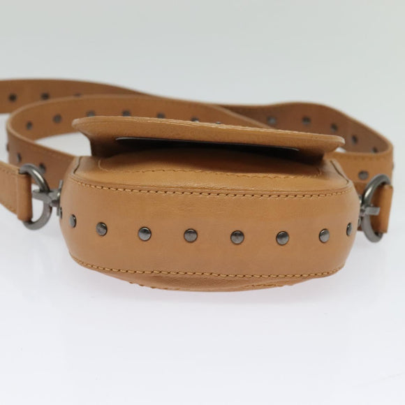 CELINE Shoulder Bag Leather Beige Auth bs26145