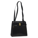 Salvatore Ferragamo Vala Shoulder Bag Leather Black Gold Auth bs26158-1