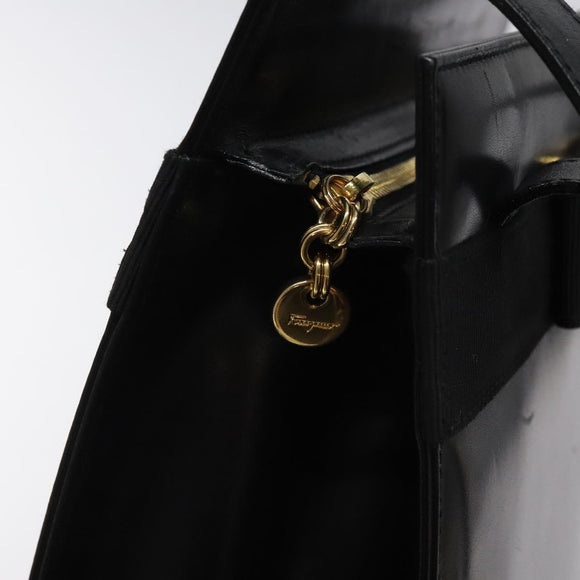 Salvatore Ferragamo Vala Shoulder Bag Leather Black Gold Auth bs26158