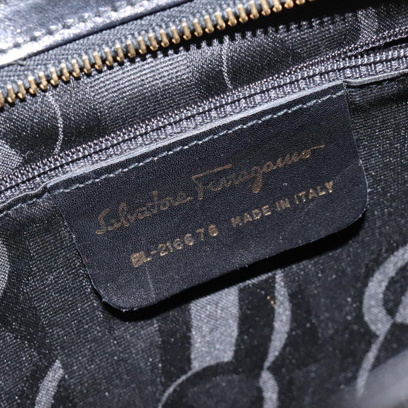 Salvatore Ferragamo Vala Shoulder Bag Leather Black Gold Auth bs26158