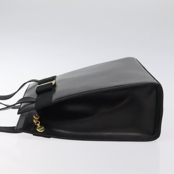 Salvatore Ferragamo Vala Shoulder Bag Leather Black Gold Auth bs26158