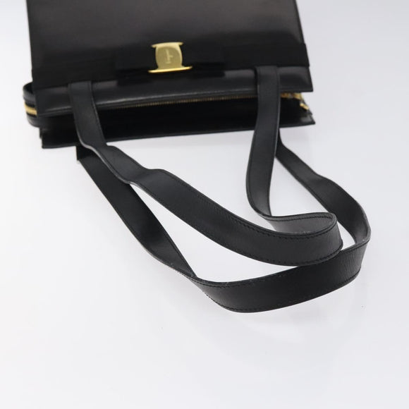 Salvatore Ferragamo Vala Shoulder Bag Leather Black Gold Auth bs26158