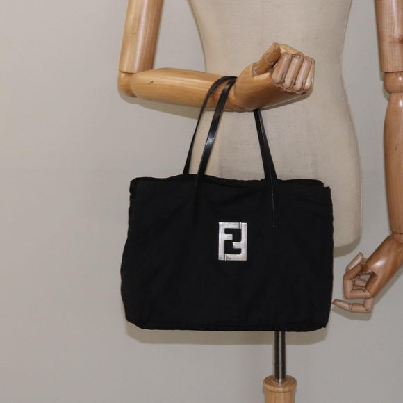 FENDI Zucca Canvas Hand Bag Black Auth bs26161