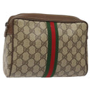 GUCCI GG Supreme Web Sherry Line Clutch Bag PVC Beige 89 01 012 Auth bs26177-1