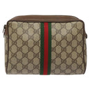 GUCCI GG Supreme Web Sherry Line Clutch Bag PVC Beige 89 01 012 Auth bs26177-13