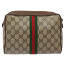 GUCCI GG Supreme Web Sherry Line Clutch Bag PVC Beige 89 01 012 Auth bs26177-2