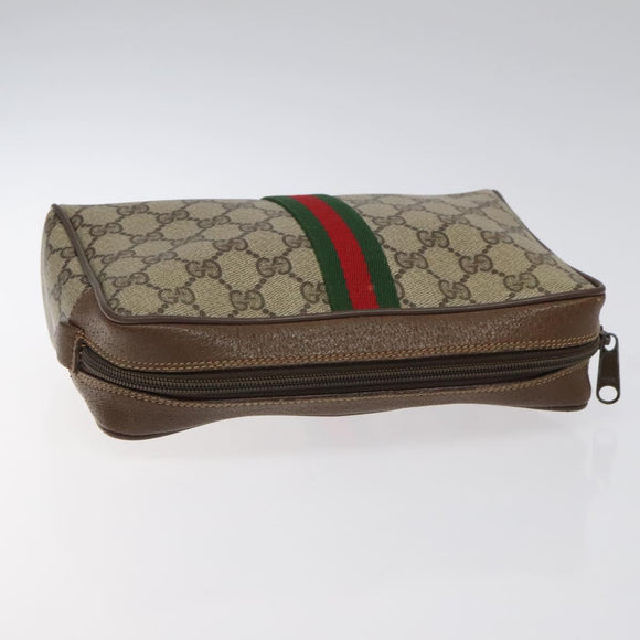 GUCCI GG Supreme Web Sherry Line Clutch Bag PVC Beige 89 01 012 Auth bs26177