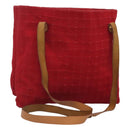 HERMES Amedaba Cabas Do Shoulder Bag Canvas Red Auth bs26182-1
