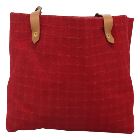 HERMES Amedaba Cabas Do Shoulder Bag Canvas Red Auth bs26182