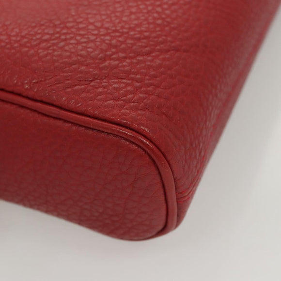 Burberrys Clutch Bag Leather Red Gold Auth bs26184