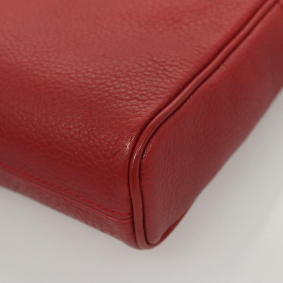 Burberrys Clutch Bag Leather Red Gold Auth bs26184