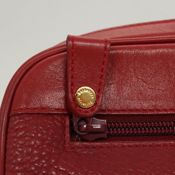 Burberrys Clutch Bag Leather Red Gold Auth bs26184