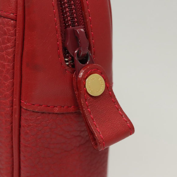 Burberrys Clutch Bag Leather Red Gold Auth bs26184