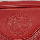 Burberrys Clutch Bag Leather Red Gold Auth bs26184-10