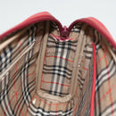 Burberrys Clutch Bag Leather Red Gold Auth bs26184-17