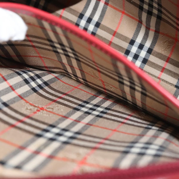 Burberrys Clutch Bag Leather Red Gold Auth bs26184