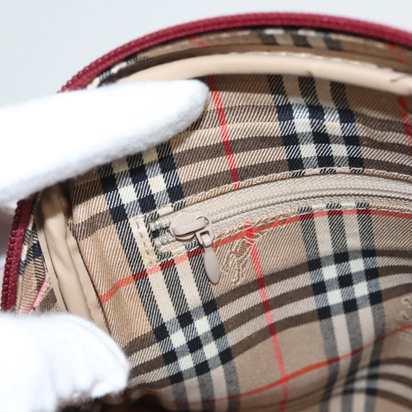 Burberrys Clutch Bag Leather Red Gold Auth bs26184