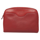 Burberrys Clutch Bag Leather Red Gold Auth bs26184-13