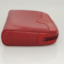 Burberrys Clutch Bag Leather Red Gold Auth bs26184-3