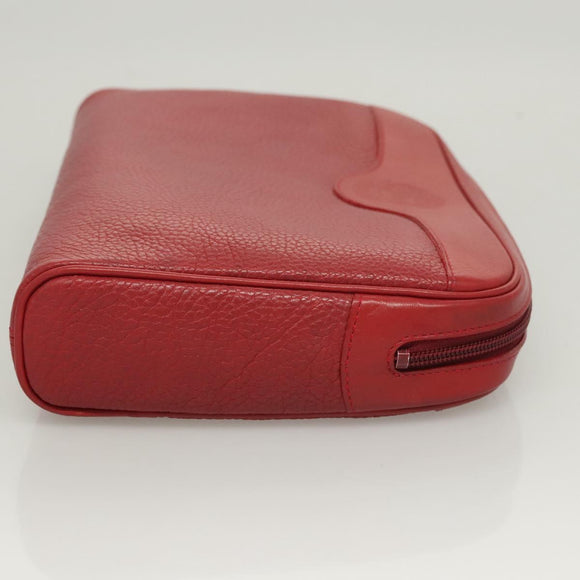 Burberrys Clutch Bag Leather Red Gold Auth bs26184